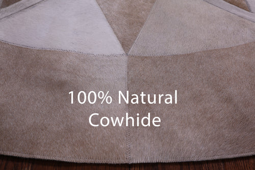 Brown Round Patchwork Natural Cowhide Rug - 6' 6
