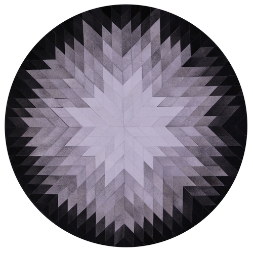 Black & White Round Patchwork Natural Cowhide Rug - 6' 7