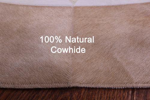 Brown Round Patchwork Natural Cowhide Rug - 6' 6