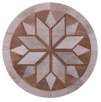 Thumbnail for Brown Round Patchwork Natural Cowhide Rug - 5' 0