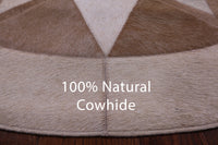 Thumbnail for Brown Round Patchwork Natural Cowhide Rug - 5' 0