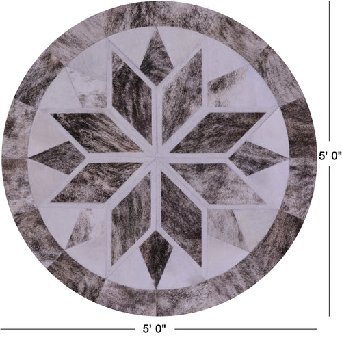 Brindle Round Patchwork Natural Cowhide Rug - 5' 0