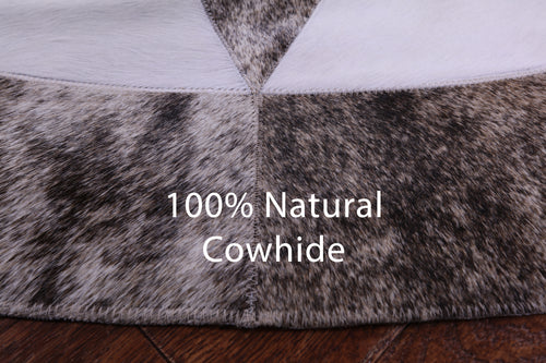 Brindle Round Patchwork Natural Cowhide Rug - 5' 0