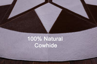 Thumbnail for Brown & White Round Patchwork Natural Cowhide Rug - 5' 0