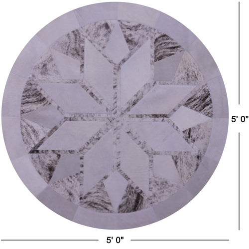 Brindle Round Patchwork Natural Cowhide Rug - 5' 0