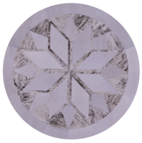 Thumbnail for Brindle Grey Round Patchwork Natural Cowhide Rug - 5' 0