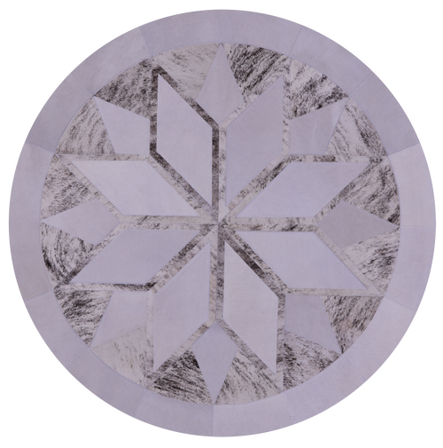 Brindle Grey Round Patchwork Natural Cowhide Rug - 5' 0