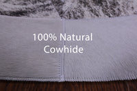 Thumbnail for Brindle Grey Round Patchwork Natural Cowhide Rug - 5' 0