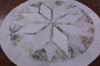 Thumbnail for Brindle Grey Round Patchwork Natural Cowhide Rug - 5' 0