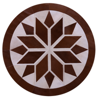 Thumbnail for Brown & White Round Patchwork Natural Cowhide Rug - 5' 0