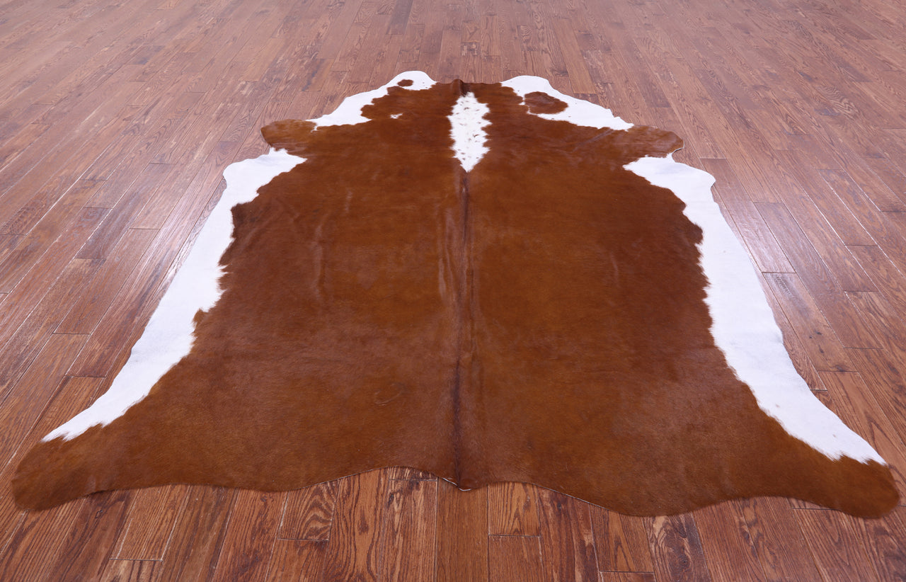 Brown & White Natural Cowhide Rug - XX-Large 8' 4"H x 7' 7"W