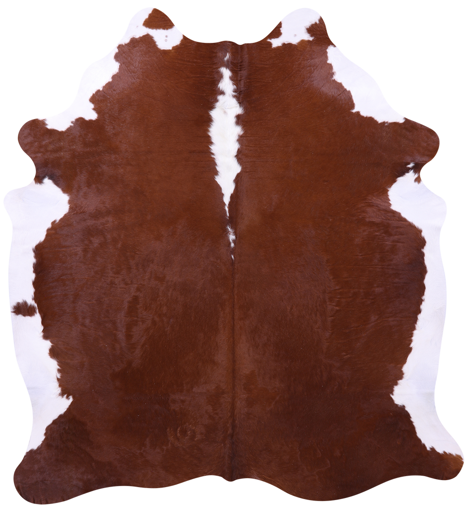 Brown & White Natural Cowhide Rug - XX-Large 8' 0"H x 7' 3"W