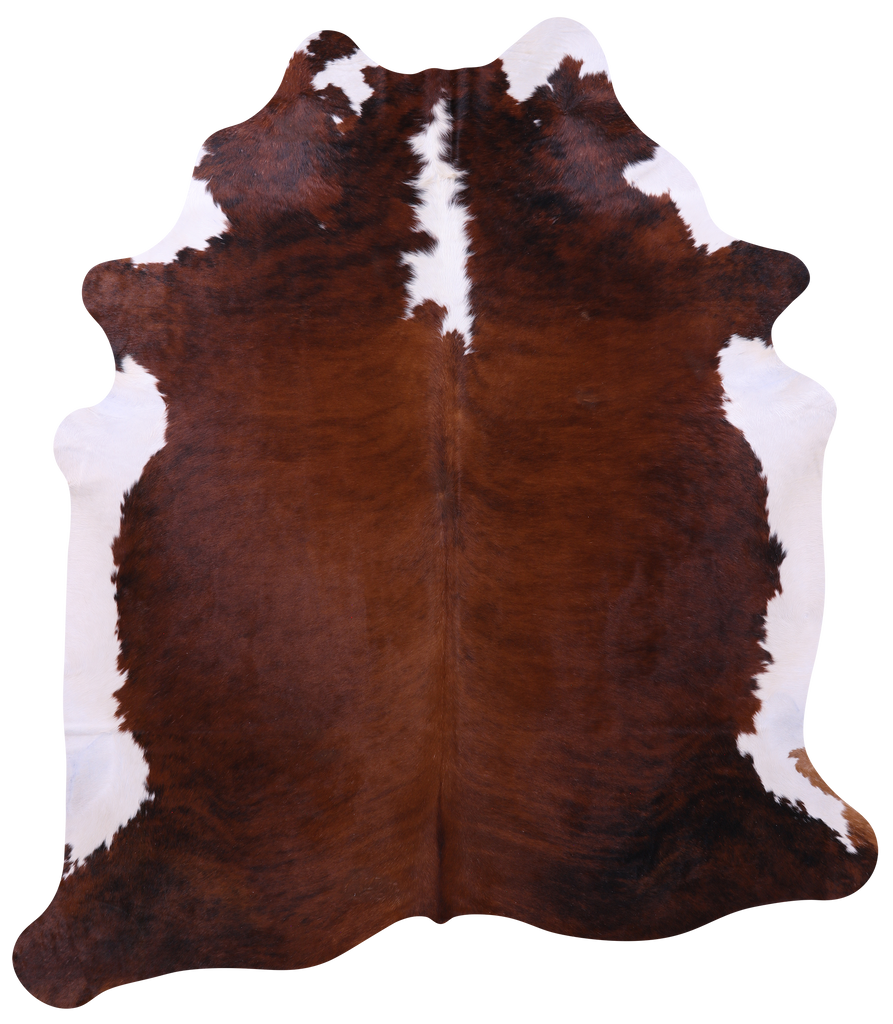 Brown & White Natural Cowhide Rug - XX-Large 8' 6"H x 7' 7"W
