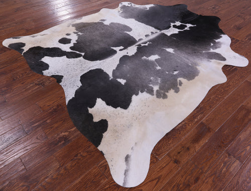 Grey & White Natural Cowhide Rug - XX-Large 8' 2