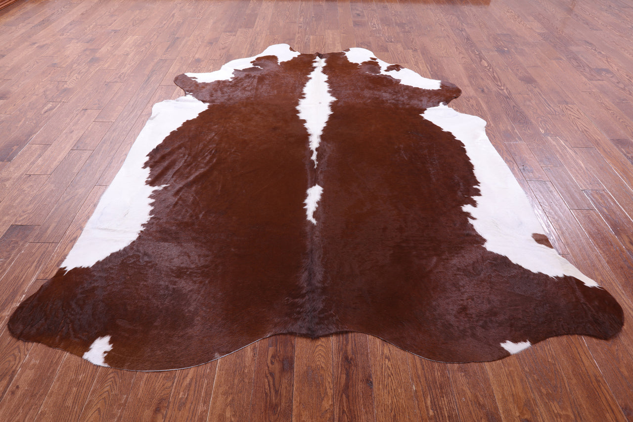 Brown & White Natural Cowhide Rug - XX-Large 9' 0"H x 7' 4"W