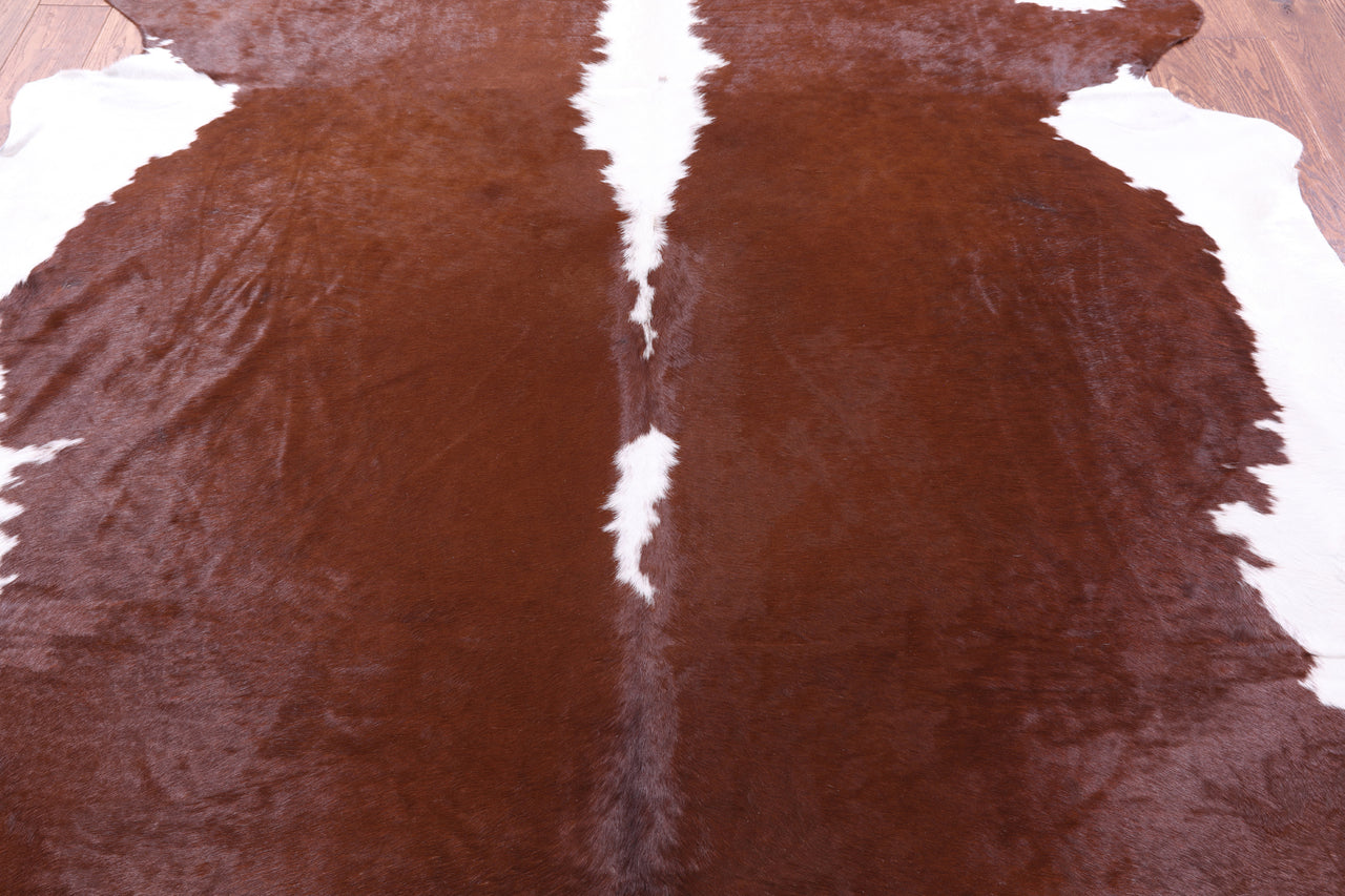 Brown & White Natural Cowhide Rug - XX-Large 9' 0"H x 7' 4"W
