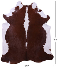 Thumbnail for Brown & White Natural Cowhide Rug - XX-Large 9' 0