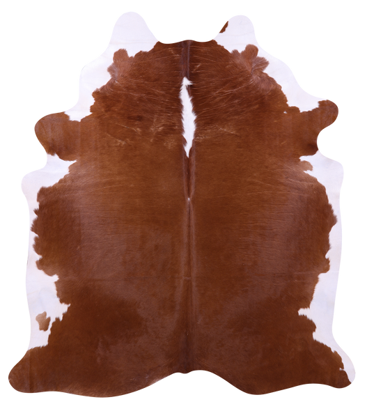 Brown & White Natural Cowhide Rug - XX-Large 8' 0"H x 7' 3"W