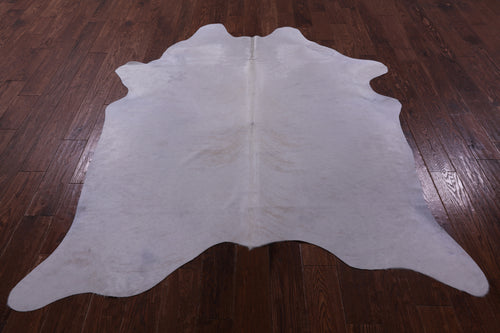 White Natural Cowhide Rug - Large 6' 10