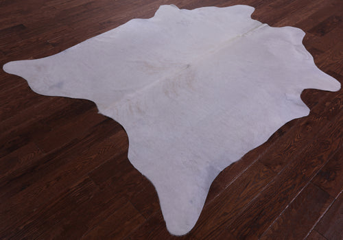White Natural Cowhide Rug - Large 6' 10