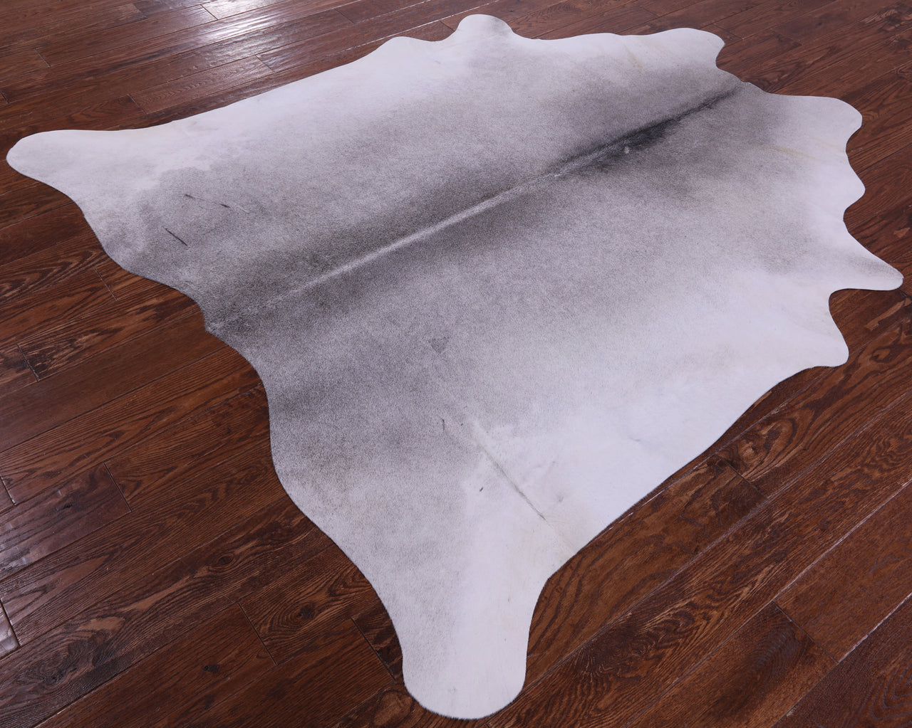 Grey & White Natural Cowhide Rug - Large 6' 6"H x 6' 2"W