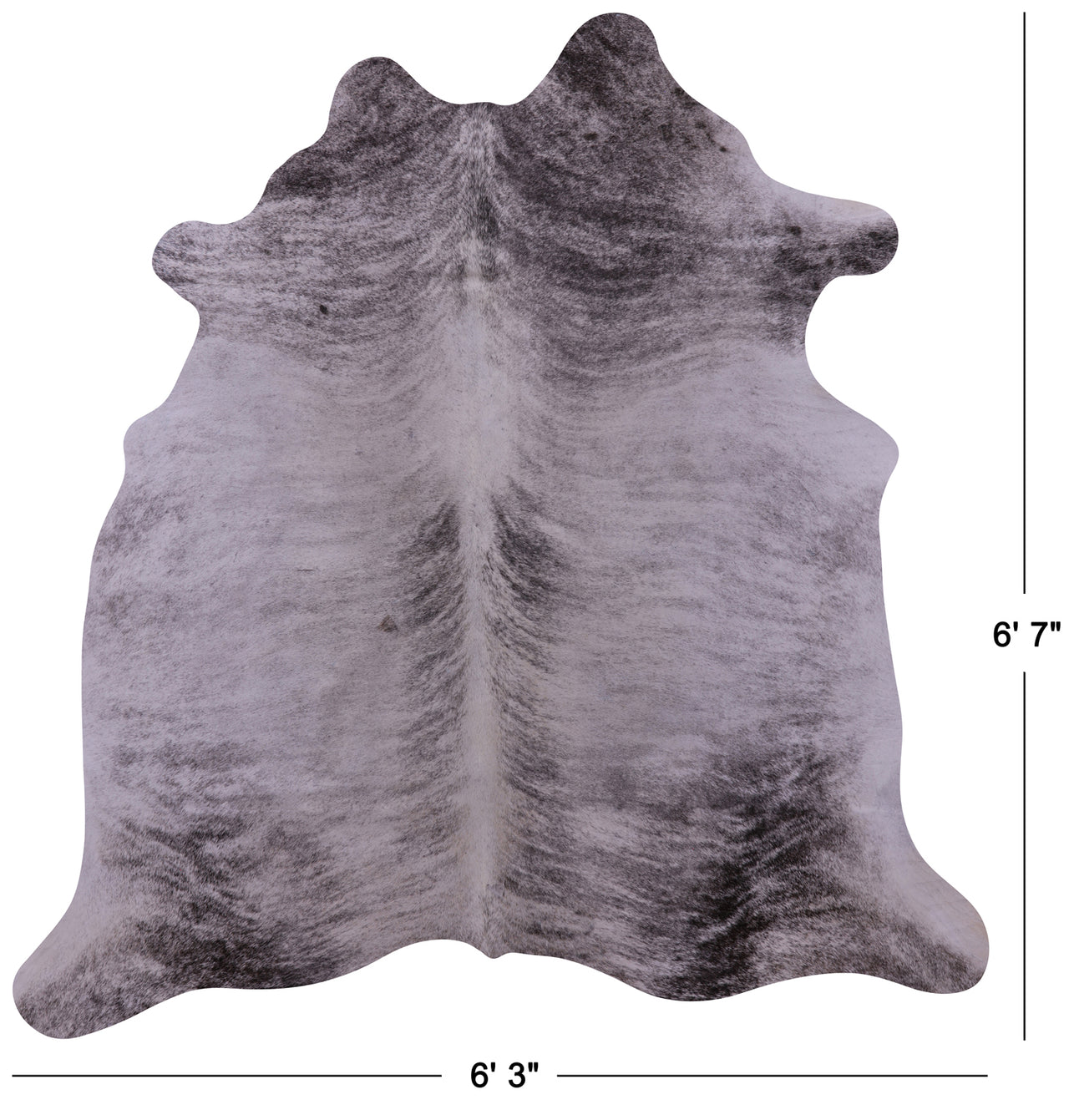 Grey Brindle Natural Cowhide Rug - Large 6' 7"H x 6' 3"W