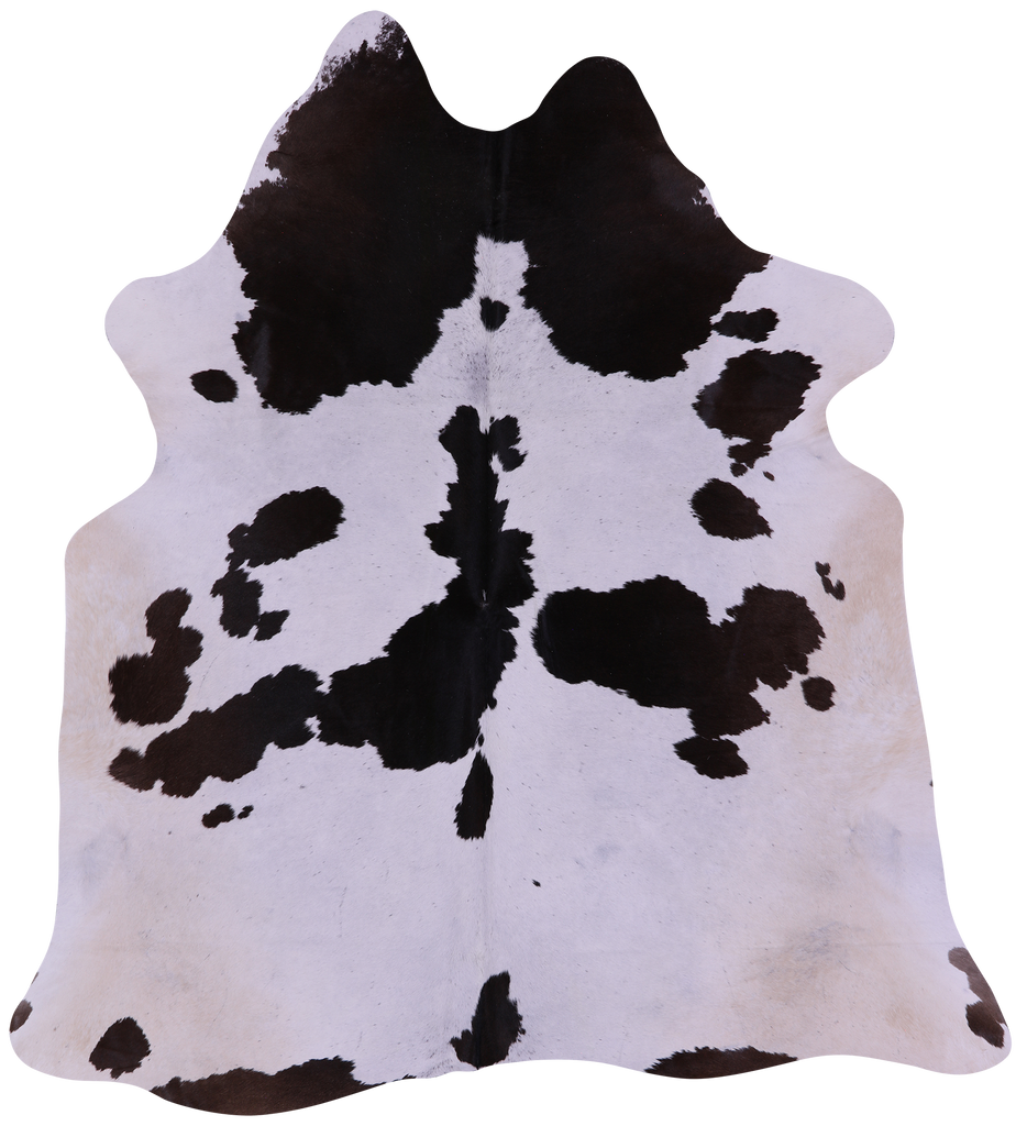 Brown & White Natural Cowhide Rug - X-Large 7' 0"H x 6' 5"W