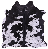 Thumbnail for Black Salt & Pepper Natural Cowhide Rug - Medium 6' 0