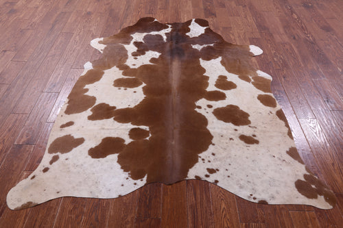 Brown & White Natural Cowhide Rug - Large 6' 7