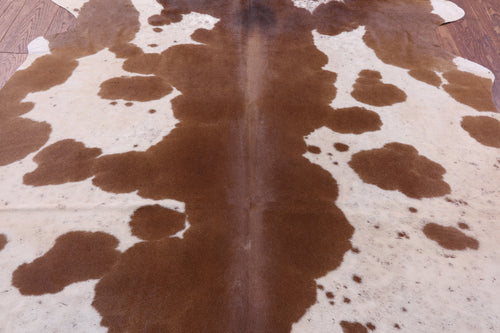 Brown & White Natural Cowhide Rug - Large 6' 7