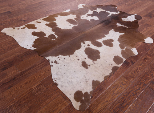 Brown & White Natural Cowhide Rug - Large 6' 7