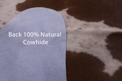 Brown & White Natural Cowhide Rug - Large 6' 7