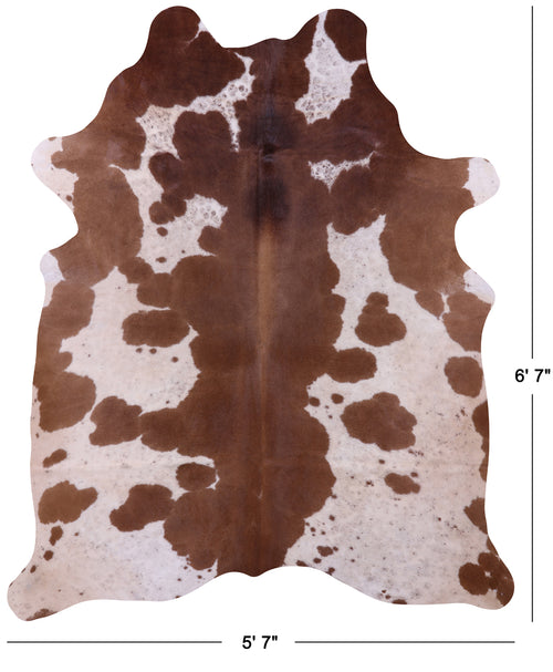 Brown & White Natural Cowhide Rug - Large 6' 7