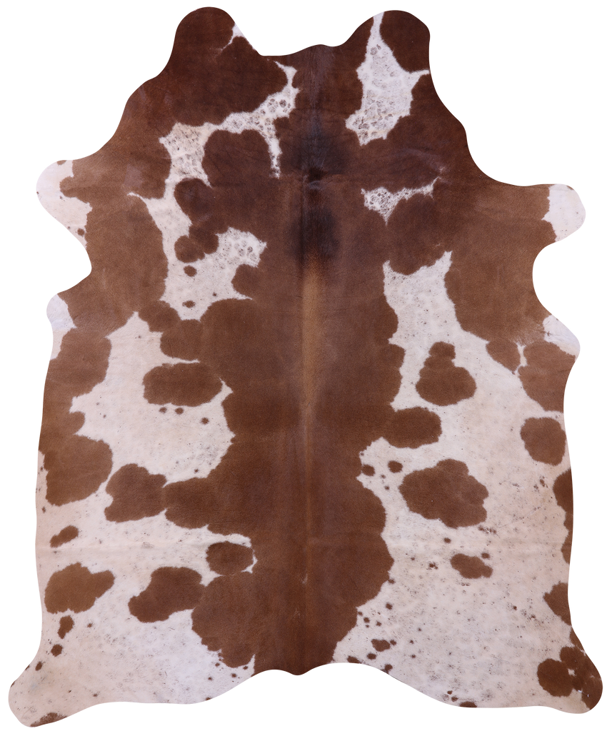 Brown & White Natural Cowhide Rug - Large 6' 7"H x 5' 7"W