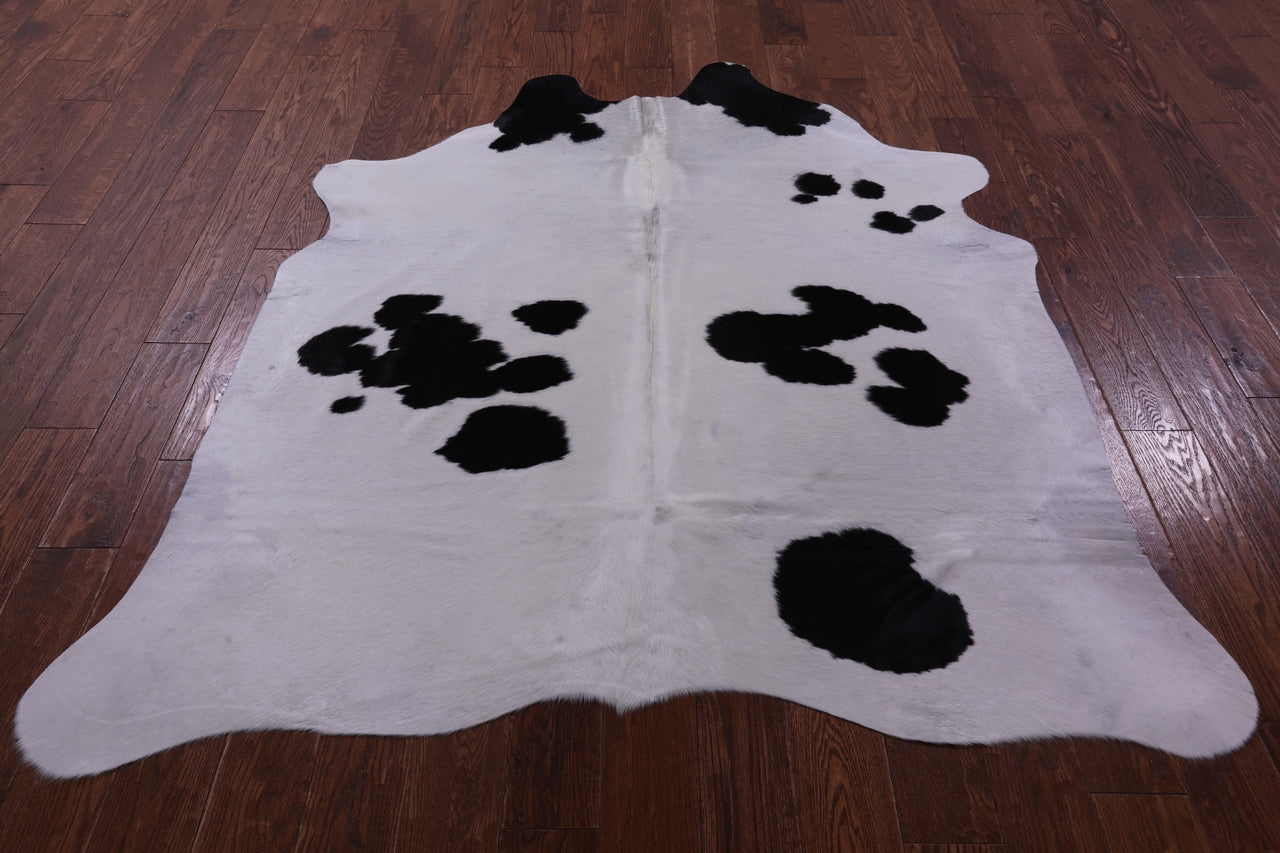 Black & White Natural Cowhide Rug - Large 6' 4"H x 5' 7"W