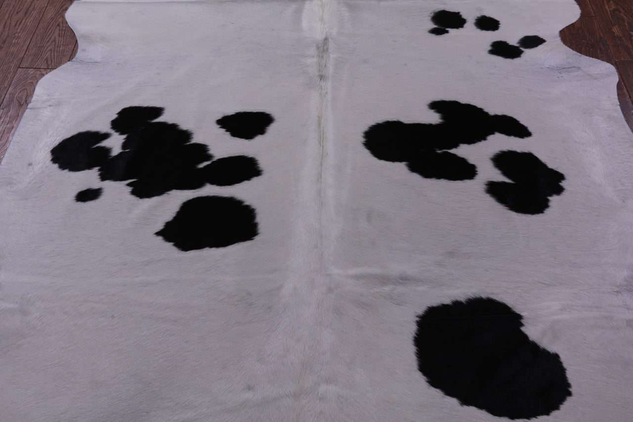 Black & White Natural Cowhide Rug - Large 6' 4"H x 5' 7"W