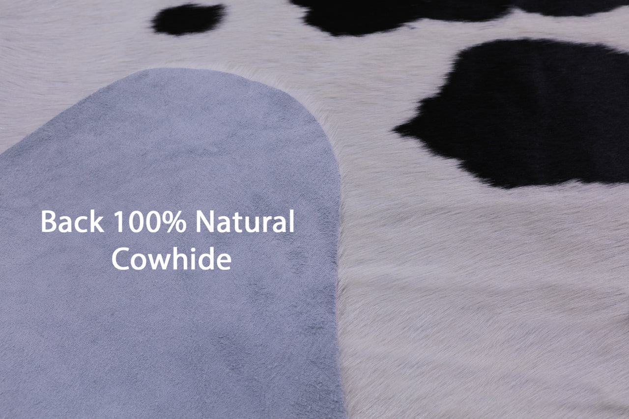 Black & White Natural Cowhide Rug - Large 6' 4"H x 5' 7"W
