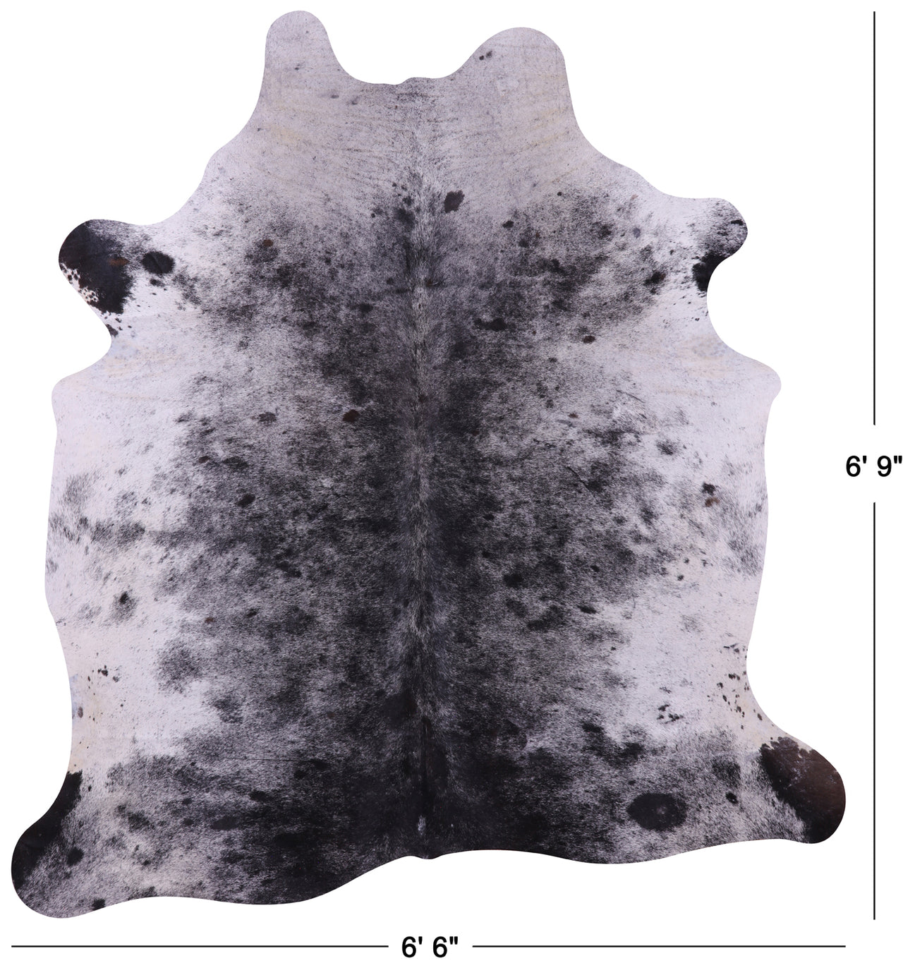 Black Salt & Pepper Natural Cowhide Rug - Large 6' 9"H x 6' 6"W