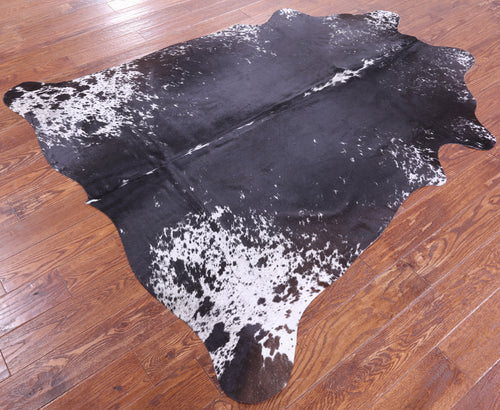Black Salt & Pepper Natural Cowhide Rug - Large 6' 7
