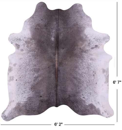 Grey & White Natural Cowhide Rug - Large 6' 7