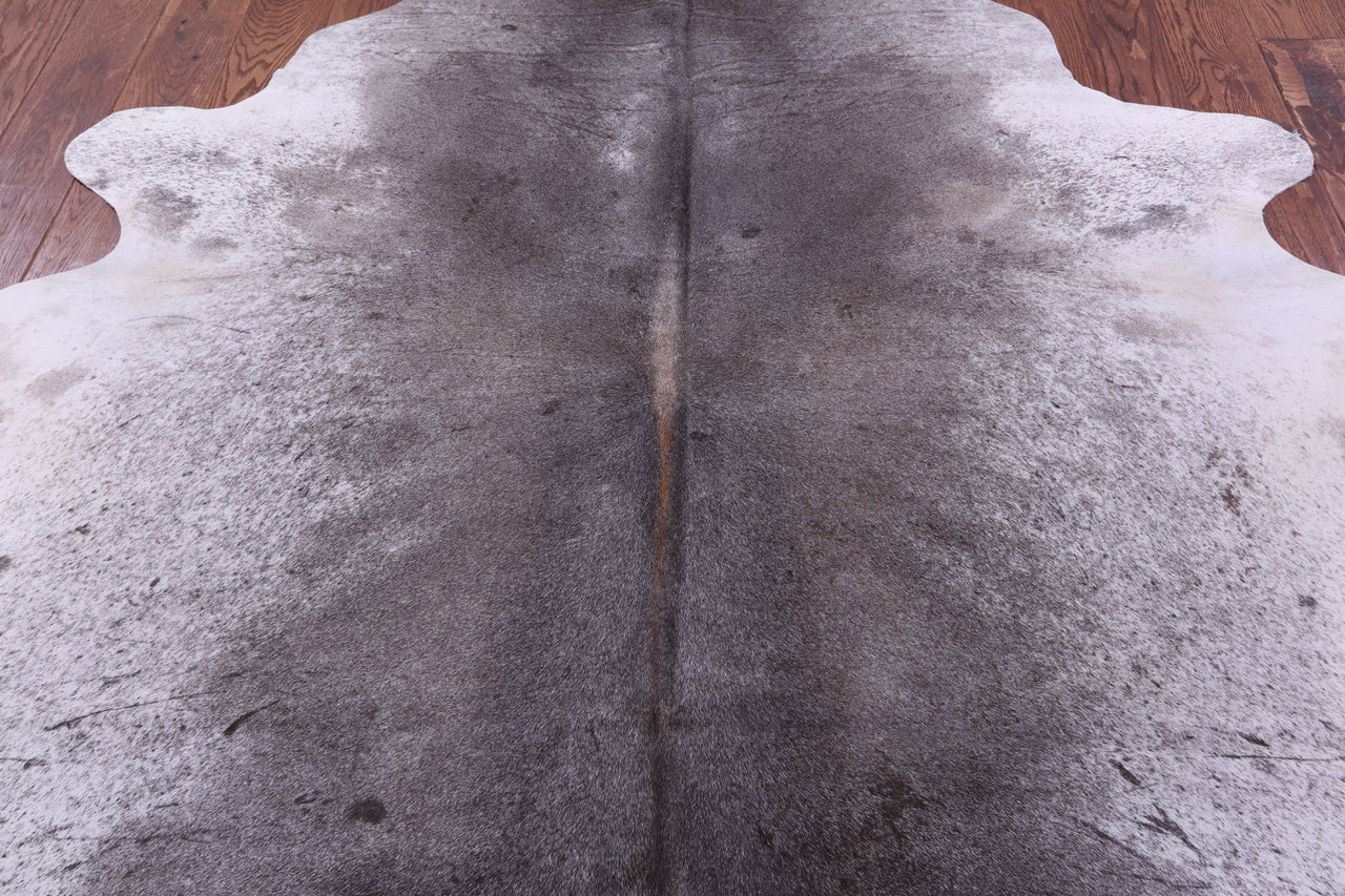 Grey & White Natural Cowhide Rug - Large 6' 7"H x 6' 2"W