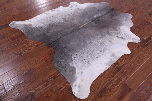 Grey & White Natural Cowhide Rug - Large 6' 7