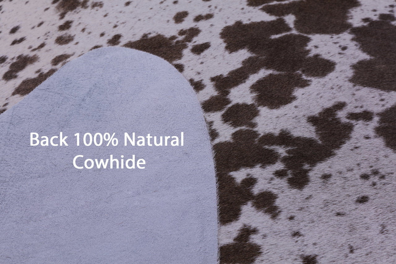 Brown Salt & Pepper Natural Cowhide Rug - Large 6' 5"H x 5' 11"W
