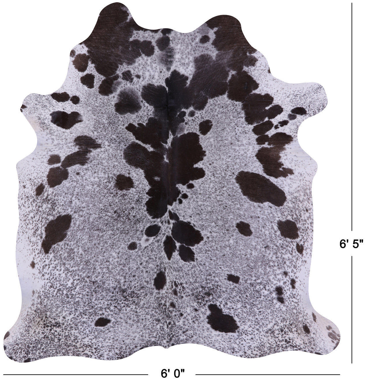 Brown Salt & Pepper Natural Cowhide Rug - Large 6' 5"H x 6' 0"W