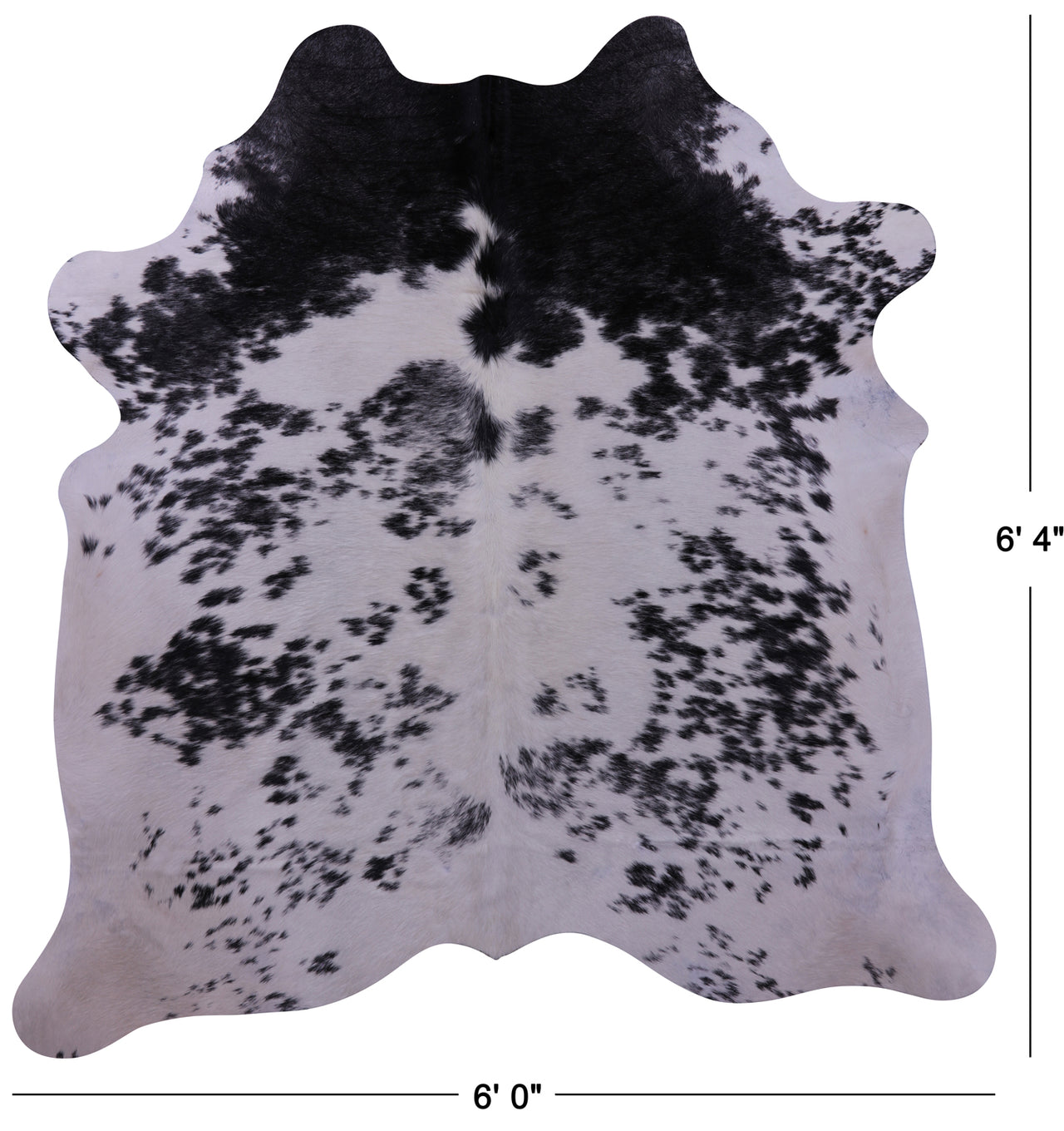 Black Salt & Pepper Natural Cowhide Rug - Large 6' 4"H x 6' 0"W