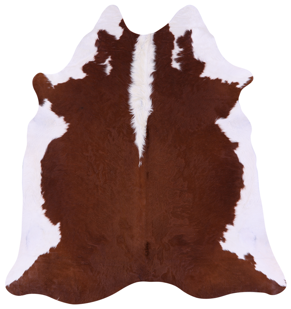 Brown & White Natural Cowhide Rug - Large 6' 6"H x 6' 0"W