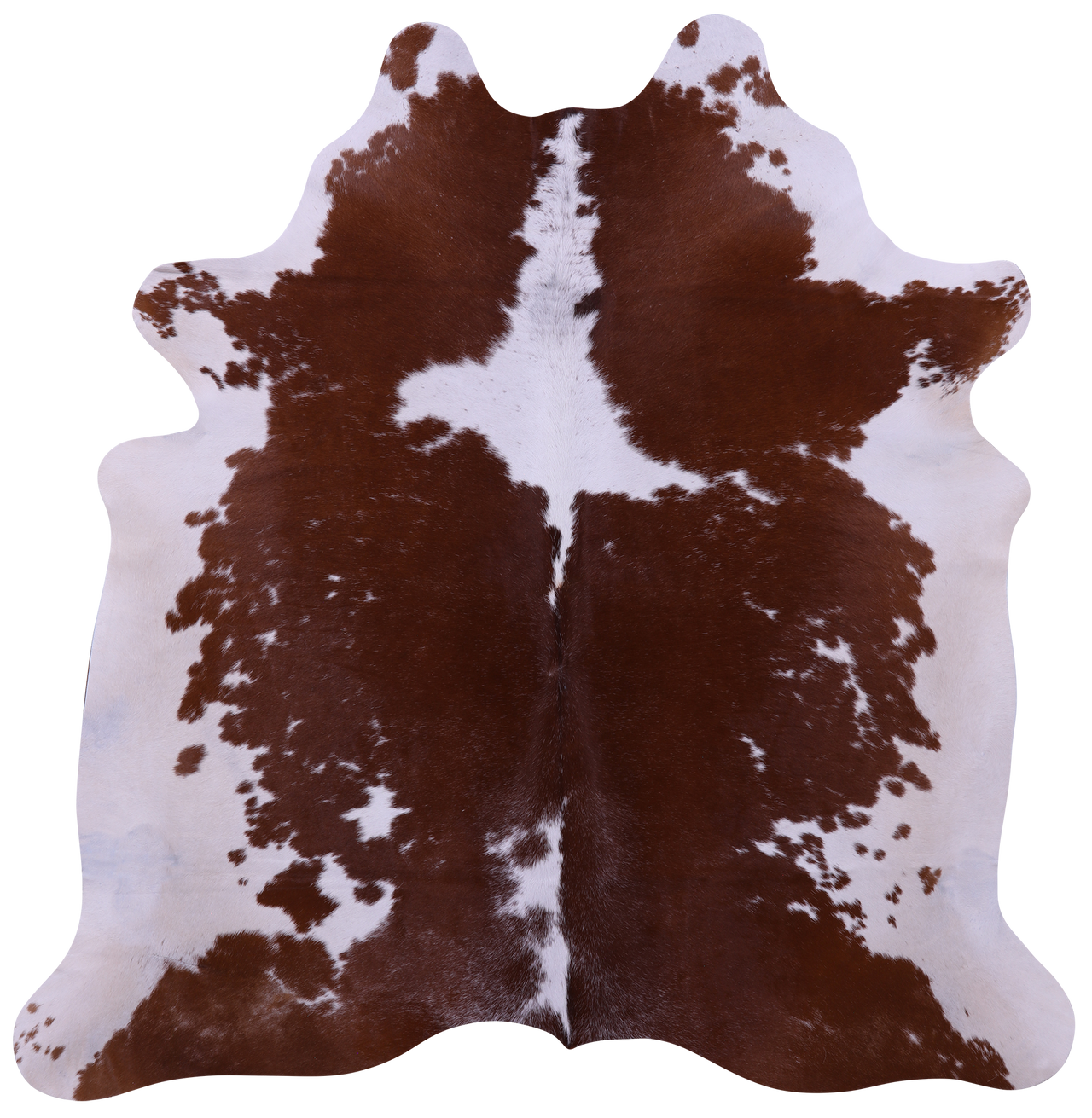 Brown & White Natural Cowhide Rug - Large 6' 4"H x 6' 1"W
