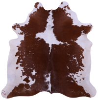 Thumbnail for Brown & White Natural Cowhide Rug - Large 6' 4