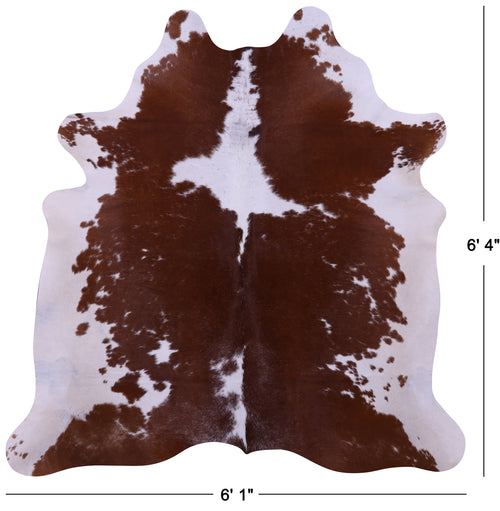 Brown & White Natural Cowhide Rug - Large 6' 4