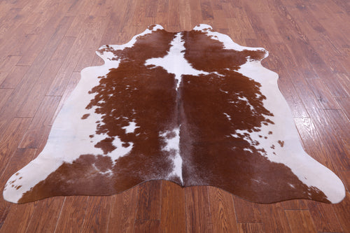 Brown & White Natural Cowhide Rug - Large 6' 4